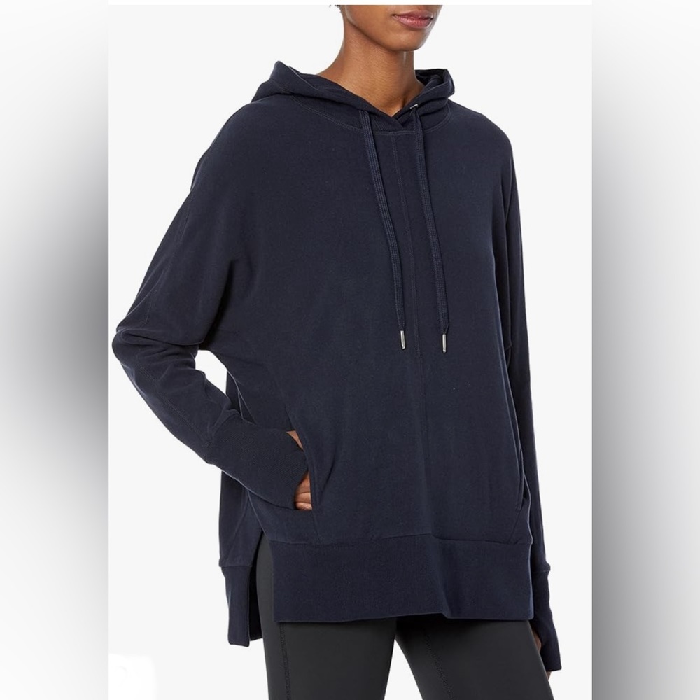 SWEATY BETTY LIBERATE LUXE FLEECE HOODIE NAVY BLUE